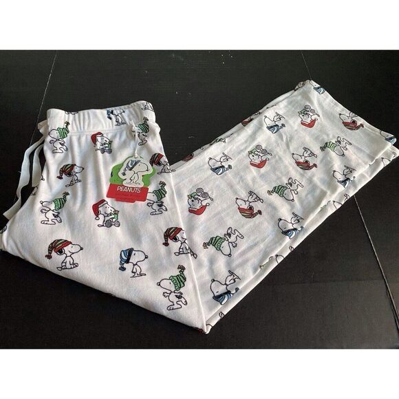 Peanuts Christmas SNOOPY Winter FLEECE Lounge Pajama PJ Pants Women’s Sz M NEW - Picture 1 of 10